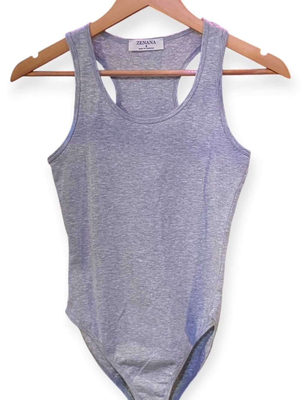 Zenana Outfitters Heather Gray Racerback Tank Bodysuit Women